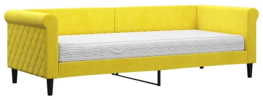 vidaXL Καναπές Κρεβάτι με Στρώμα Κίτρινο 80 x 200 εκ. Βελούδινος