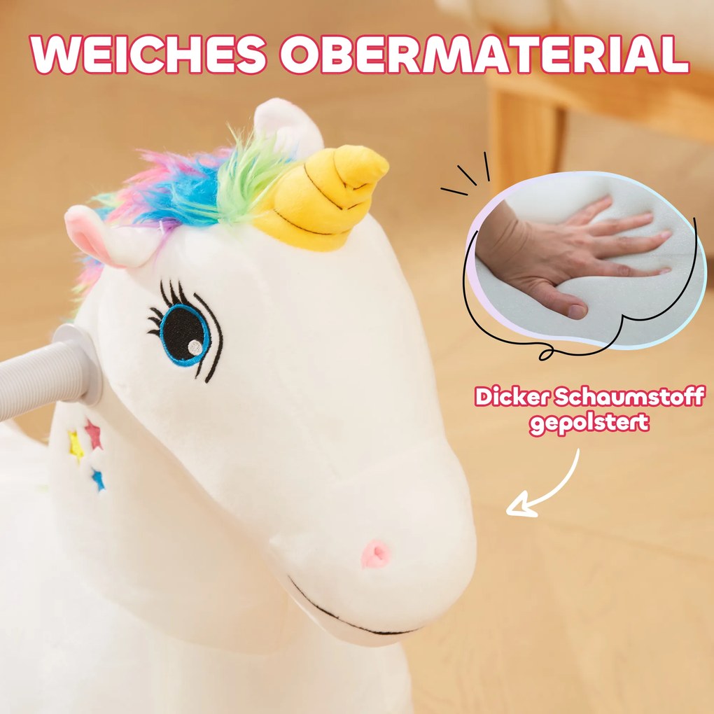 AIYAPLAY 6V Ηλεκτρικό Πόνυ για Παιδιά, Λειτουργία με Μπαταρία, Με Λειτουργία Μουσικής και Κίνηση προς τα Εμπρός, 18-36 Μηνών, Λευκό