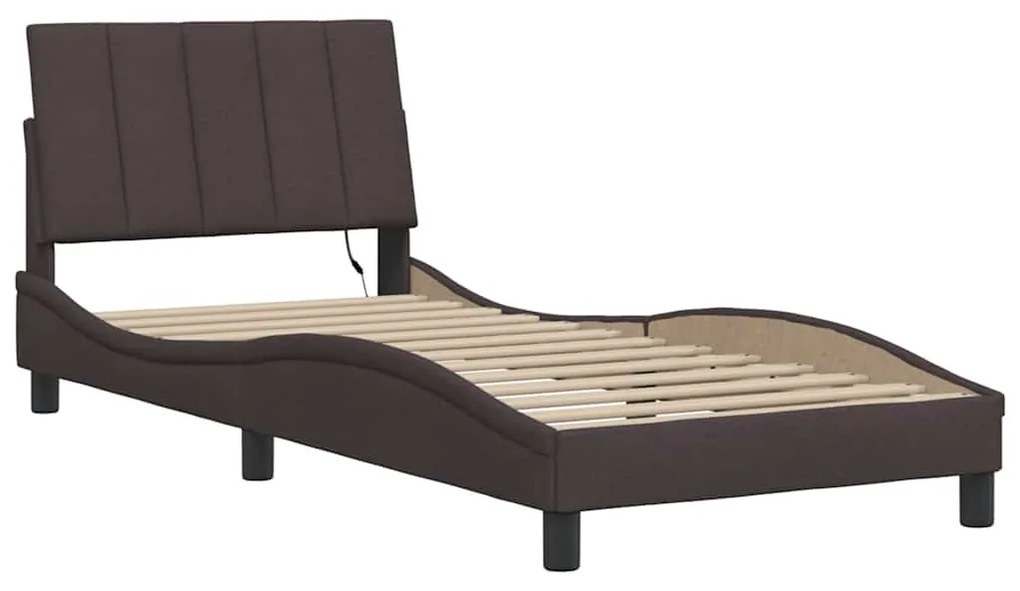 vidaXL Σκελετός Κρεβατιού Χωρίς Στρώμα Hanko Σκ. Καφέ 80x200 εκ. Υφασμάτινο