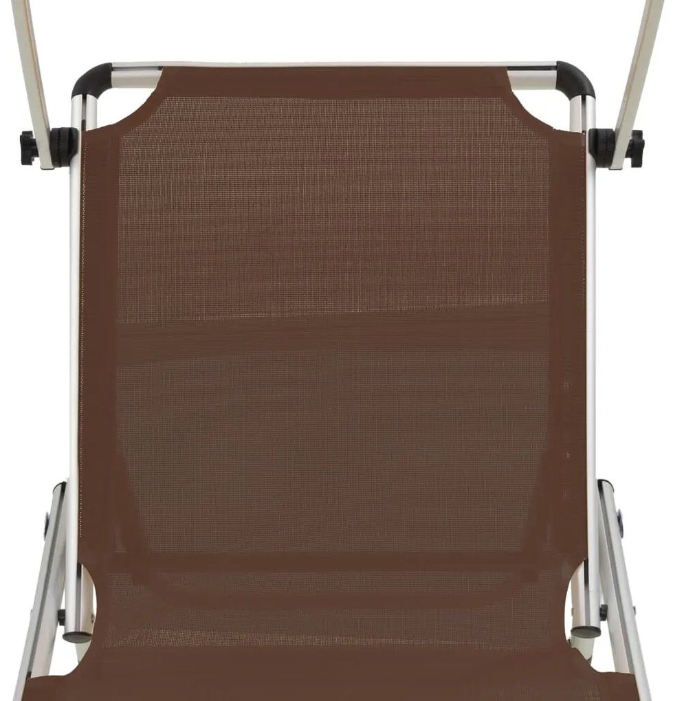 312461  FOLDING SUN LOUNGERS WITH ROOF 2 PCS ALUMINIUM&amp;TEXTILENE BROWN 312461