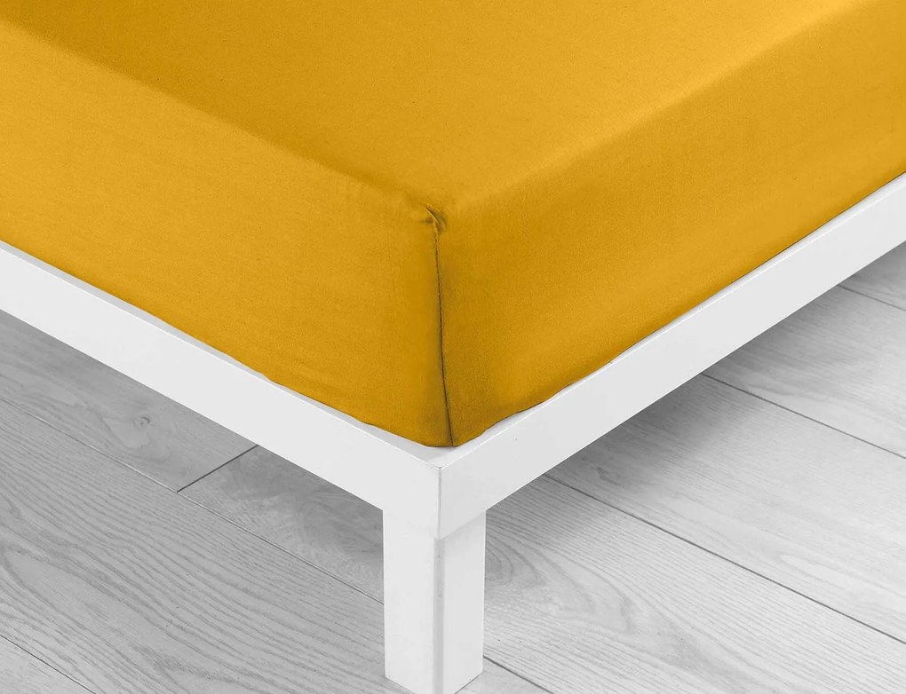 Σεντόνι Μονό με λάστιχο Lina Douceur d'intérieur από βαμβάκι 57TC, με διαστάσεις 90x190cm - Curry