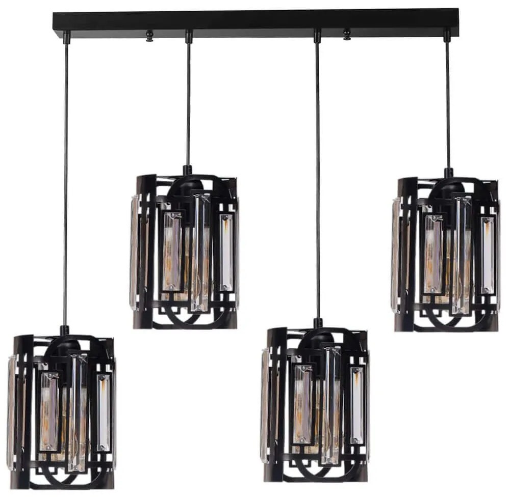 Φωτιστικό Οροφής - Ράγα 534LUN6048 65x13x80cm 4xE27 40W Black Opviq