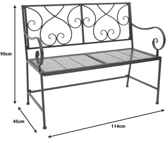 Παγκάκι Cazpo μέταλλο σε μαύρη απόχρωση 114x45x90εκ 114x90x45 εκ.