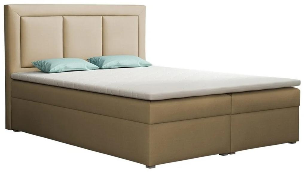 Κρεβάτι continental Pomona 112, Continental, Διπλό, Ανοιχτό καφέ, 160x200, Ταπισερί, Τάβλες για Κρεβάτι, 160x215x115cm, 162 kg, Στρώμα: Ναι