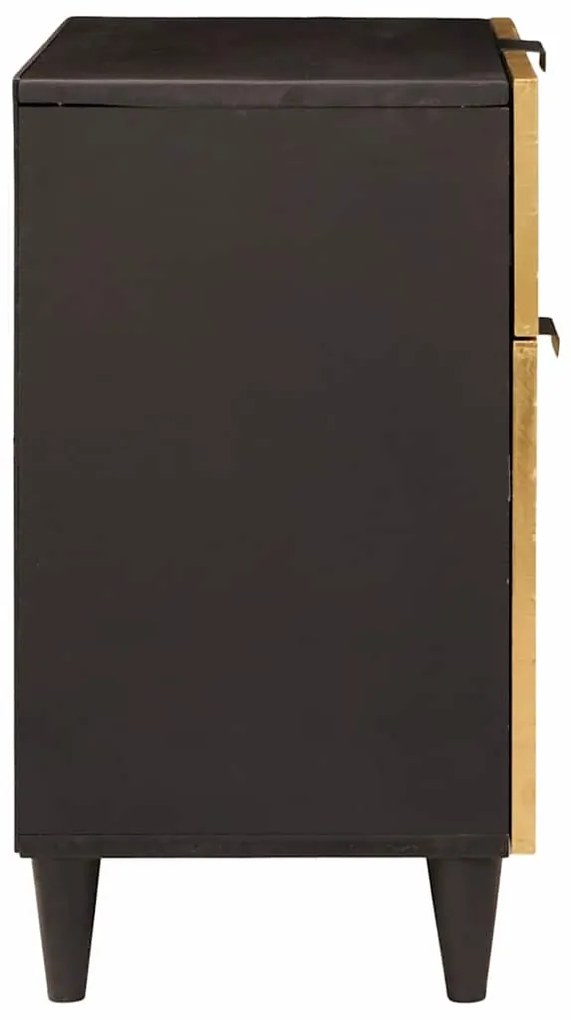 vidaXL Κομοδίνο Μαύρο και Χρυσό 50 x 33 x 60 εκ Μασίφ ξύλο μάνγκο