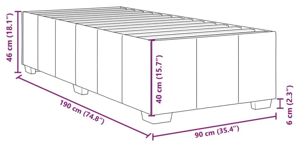 Κρεβάτι Boxspring με Στρώμα Μαύρο 90x190 εκ.Υφασμάτινο - Μαύρο