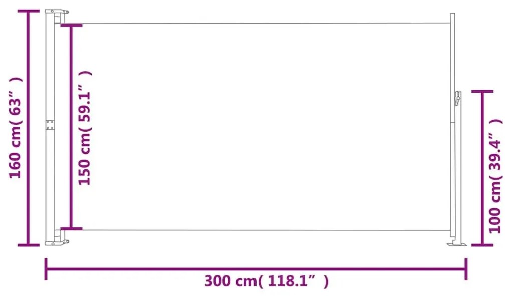 Σκίαστρο Βεράντας Πλαϊνό Συρόμενο Μπλε 160 x 300 εκ. - Μπλε