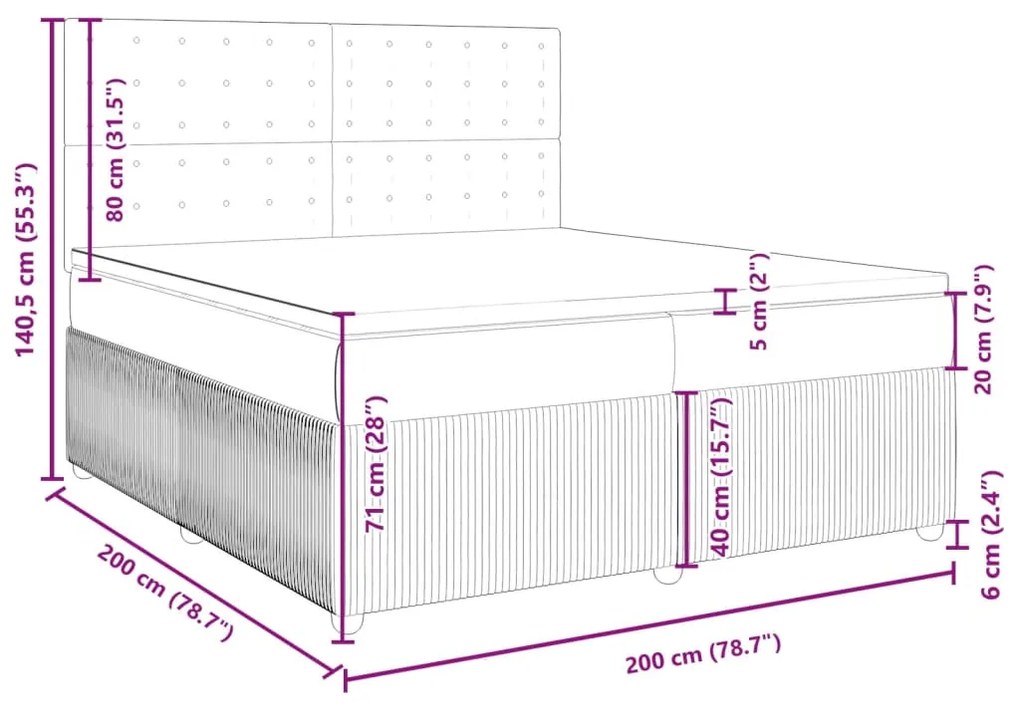 Κρεβάτι Boxspring με Στρώμα Κρεμ 200x200 εκ. Υφασμάτινο - Κρεμ