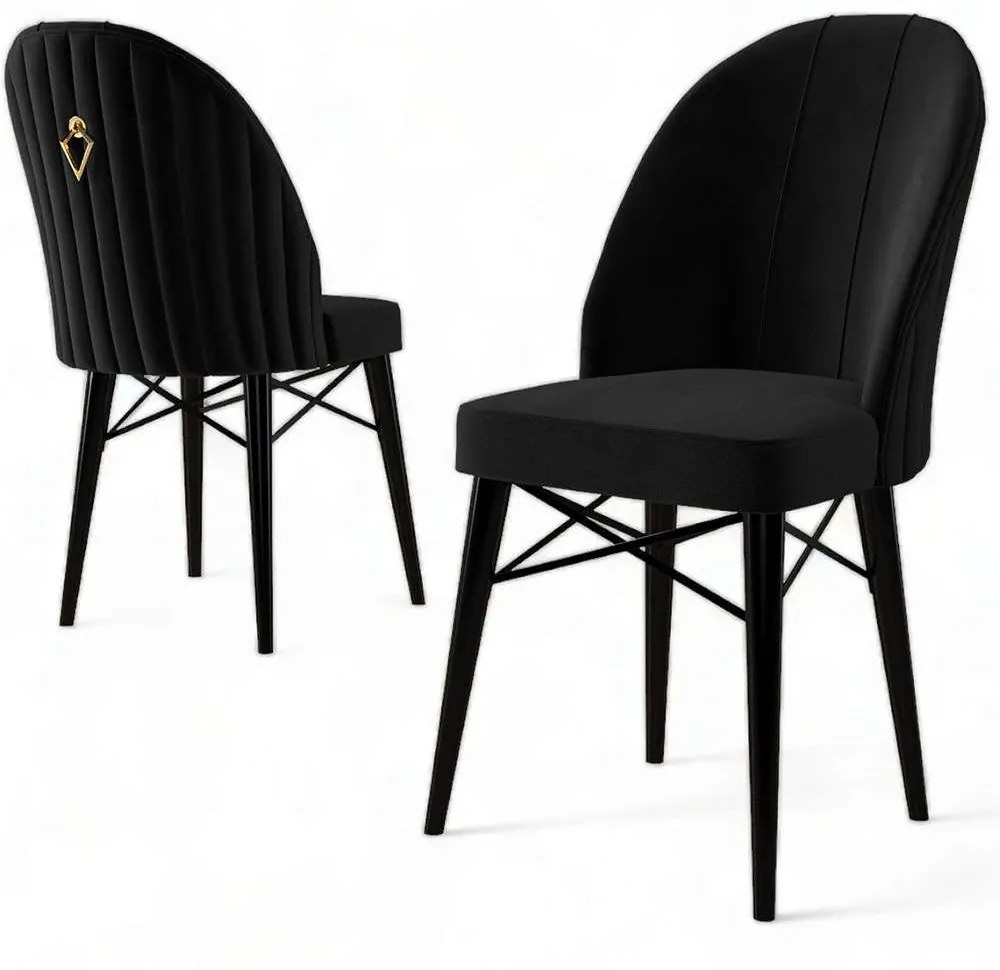 Καρέκλα Ritim Babyface (Σετ 6Τμχ) 240CHR1465 44x42x96cm Black Μέταλλο,Ύφασμα