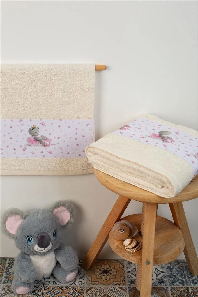 ΠΕΤΣΕΤΑ Με Ψηφιακή Εκτύπωση Σετ 2 τεμ bebe Ballerina 106 30X50,70X140 Εκρού 100% Cotton