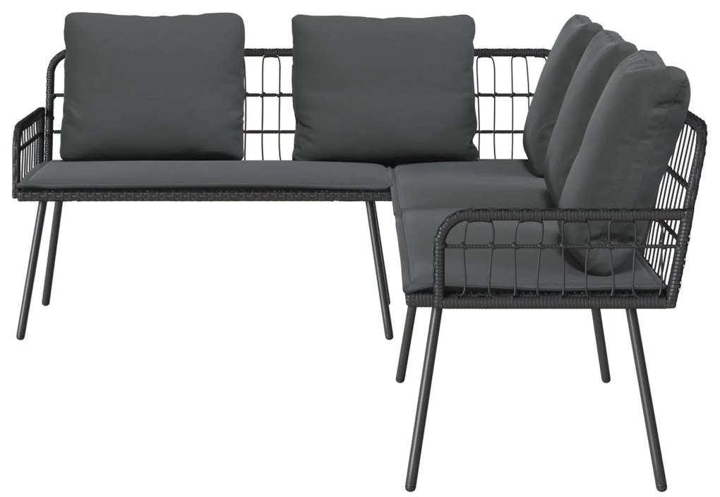 vidaXL Γωνιακός Καναπές Μαύρος 231x173x78 εκ. Πολυ Ρατάν