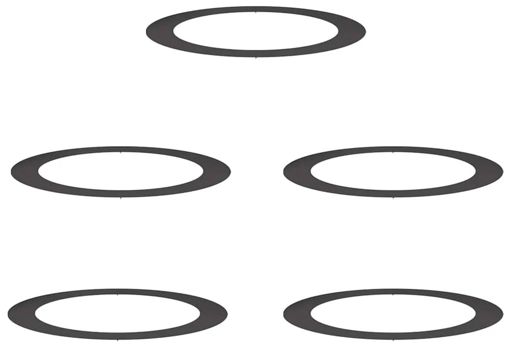 vidaXL Flat Δακτύλιος Δέντρου 5 τμχ Μαύρος Ø90/120 εκ Χάλυβας