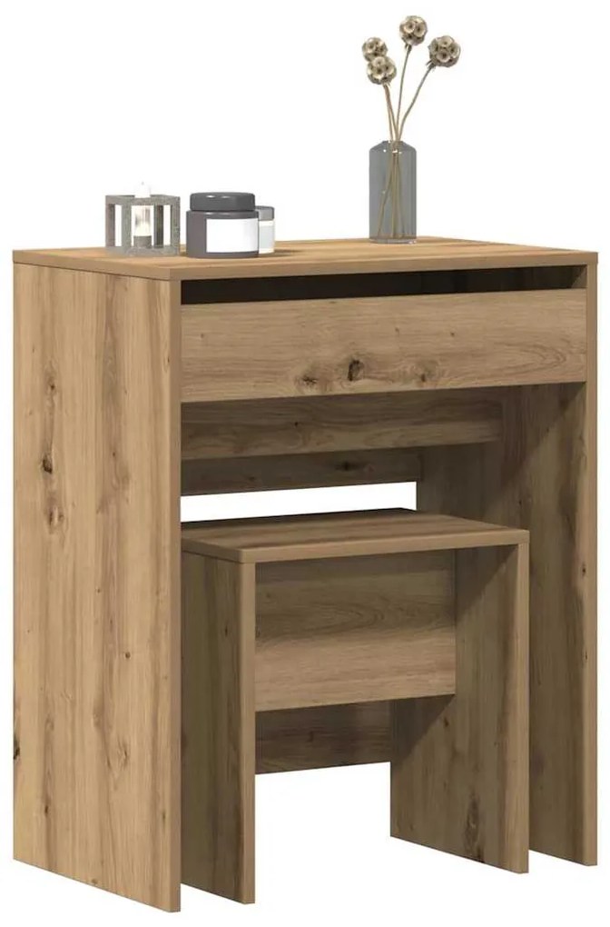 vidaXL Τραπέζι ντυσίματος με συρτάρι artisan δρυς 60 x 40 x 75 cm