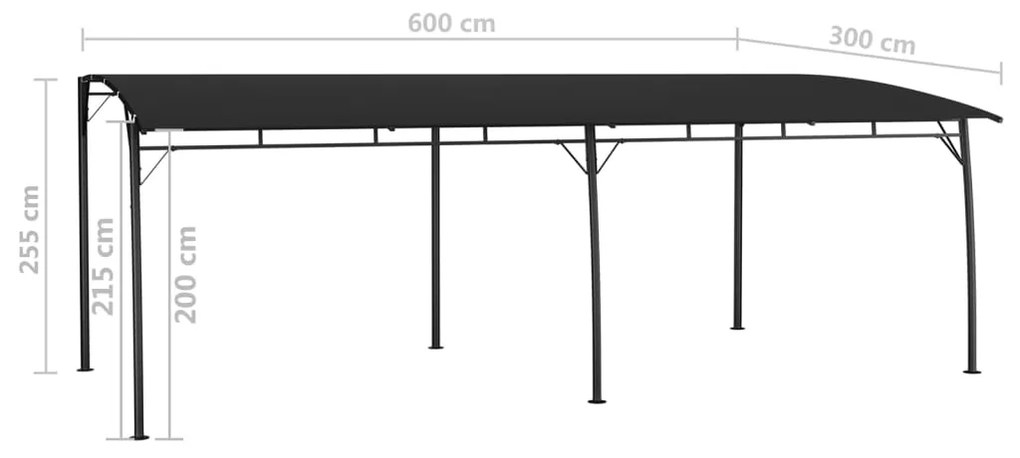 vidaXL Τεντοπέργκολα Κήπου Ανθρακί 6 x 3 x 2,55 μ.