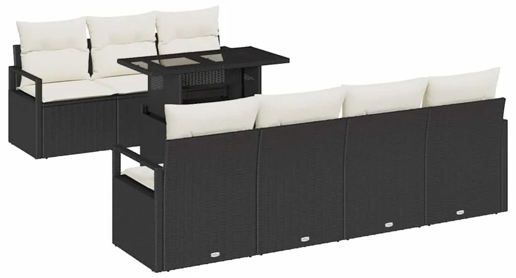 vidaXL Σετ Καναπέ Κήπου με αποθήκευση 8 pcs Μαύρο Πολυ ράταν