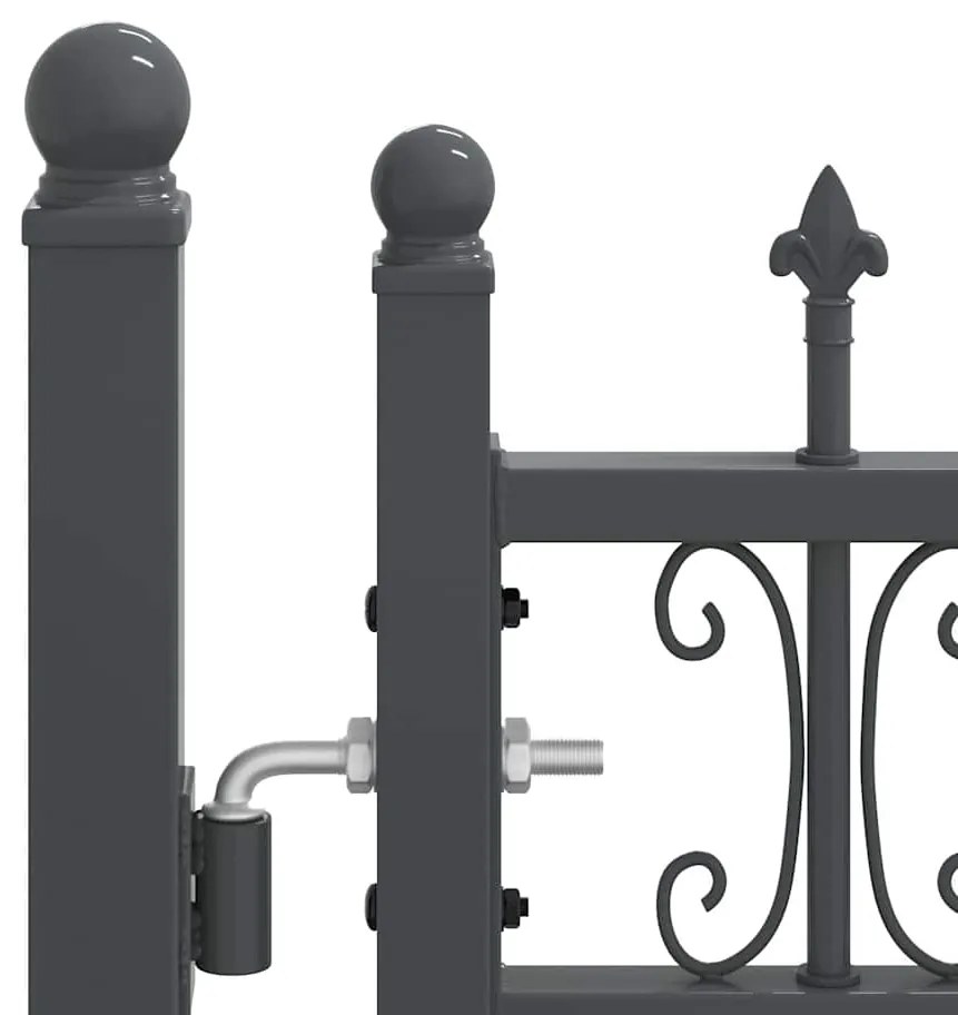 vidaXL Πύλη Φράχτη με Στρογγυλή Κορυφή Γκρι 404 x 75 εκ. Ατσάλι