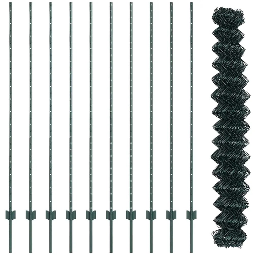 vidaXL Τεντώτο με στήριγμα Πράσινο 1,5 x 10 m Χάλυβας και PVC