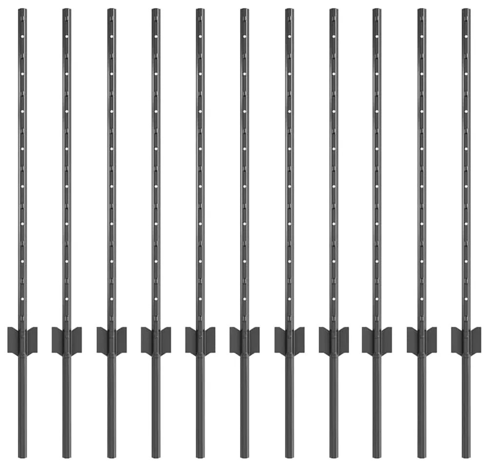 vidaXL Στύλοι Φράχτη 11 pcs Γκρι 80 cm Ατσάλι