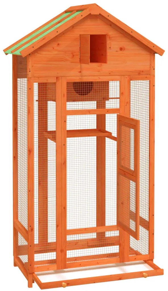 vidaXL Σπιτάκι Πουλιών Καφέ 91,5 x 53 x 170 εκ. από Μασίφ Ξύλο Πεύκου