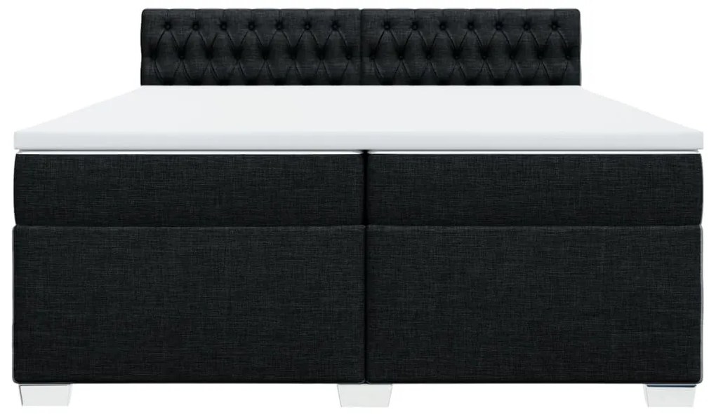 vidaXL Κρεβάτι Boxspring με Στρώμα Μαύρο 200x200 εκ. Υφασμάτινο