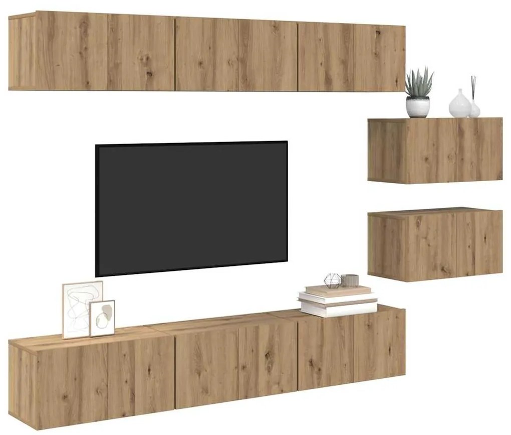 vidaXL Σετ επίπλου τηλεόρασης 8 pcs artisan δρυς 60 x 30 x 30 cm