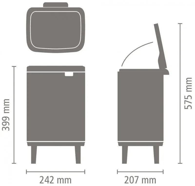 Κάδος Brabantia Bo Small Hi 1006645, 7 L, Αυξημένος, Ομαλό και αθόρυβο άνοιγμα, Αντιολισθητική βάση, Μαύρο