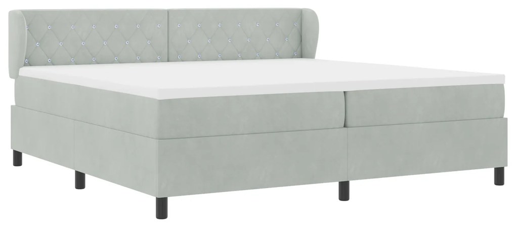 vidaXL Κρεβάτι Box Spring με Στρώμα Ανοιχτό Γκρι 200x200 εκ. Βελούδο