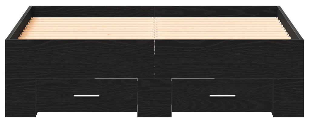 vidaXL Bed Frame με Συρτάρια Μαύρη Δρυς 120x190 εκ Επεξεργασμένο Ξύλο