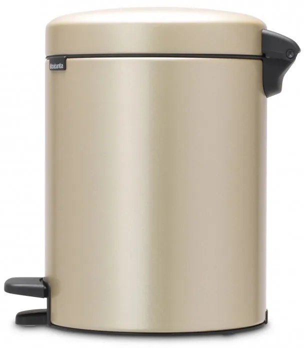 Κάδος με πεντάλ Brabantia NewIcon 1003198, 5 L, Ομαλό κλείσιμο, Αντιολισθητική βάση, Μεταλλικό χρυσό