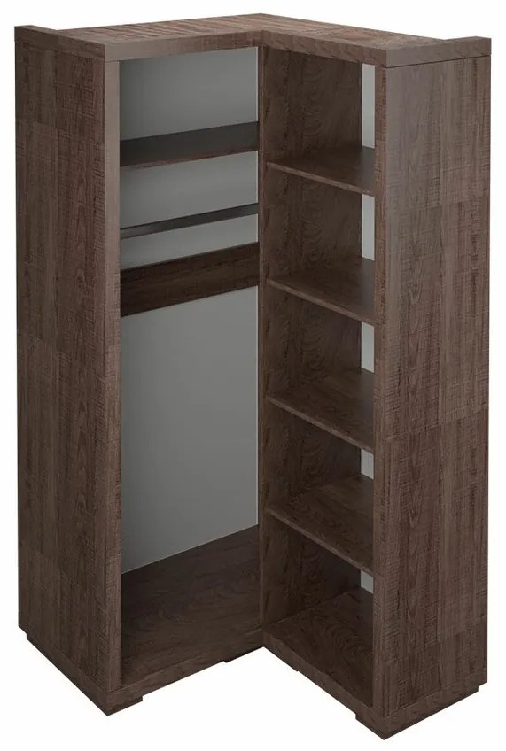 Γωνιακή ντουλάπα Stanton E126, Santana βελανιδιά, 192x109x96cm, 106 kg, Πόρτες ντουλάπας: Με μεντεσέδες, Αριθμός ραφιών: 5, Αριθμός ραφιών: 5