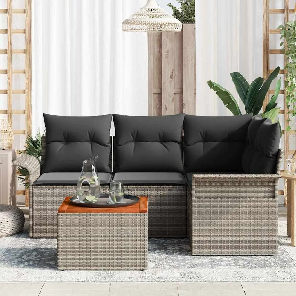 vidaXL Σετ Καναπέ Κήπου 5 pcs Γκρι Πολυ ράταν