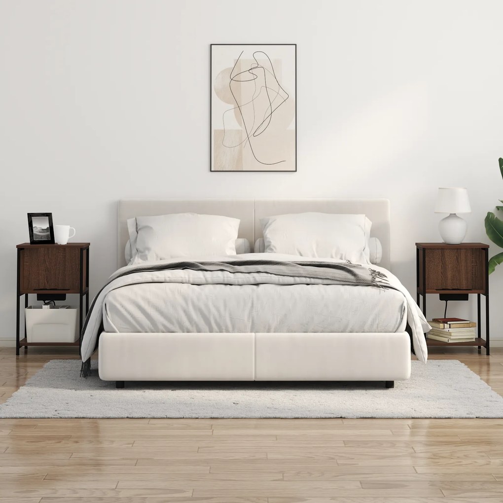vidaXL Κομοδίνο Καφέ δρυς 38 x 31 x 61 εκ Επεξεργασμένο ξύλο