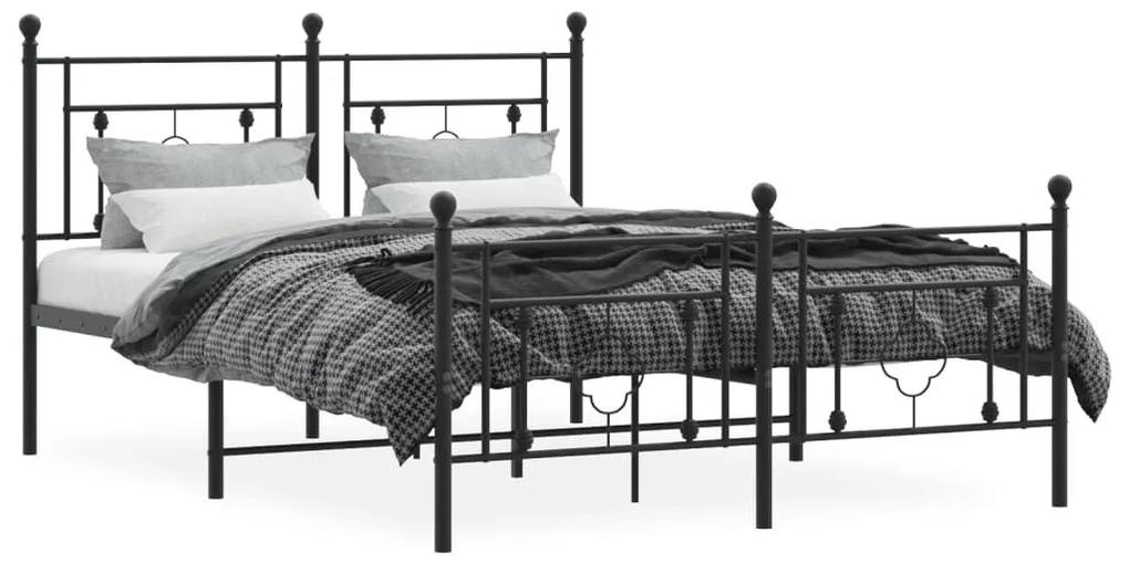 Πλαίσιο Κρεβατιού με Κεφαλάρι&amp;Ποδαρικό Μαύρο 140x200εκ. Μέταλλο - Μαύρο