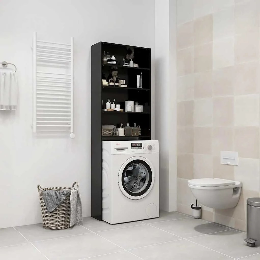 vidaXL Ντουλάπι Πλυντηρίου Μαύρο 64 x 24 x 190 εκ.