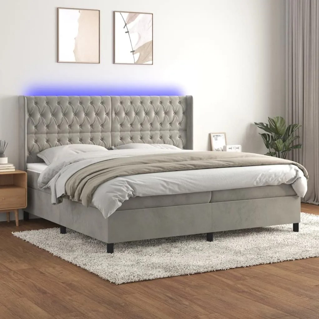 ΚΡΕΒΑΤΙ BOXSPRING ΜΕ ΣΤΡΩΜΑ &amp; LED ΑΝ.ΓΚΡΙ 200X200 ΕΚ. ΒΕΛΟΥΔΙΝΟ 3139763