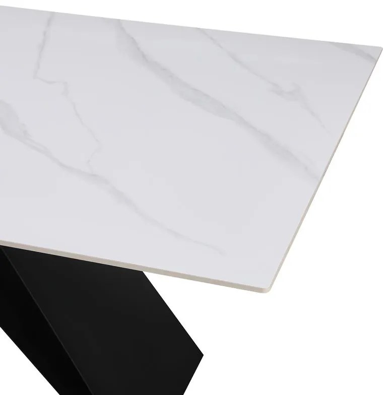 Τραπέζι Meja pakoword Sintered stone λευκό με μεταλλικά πόδια σε μαύρη απόχρωση 200x100x76εκ 200x100x76 εκ.