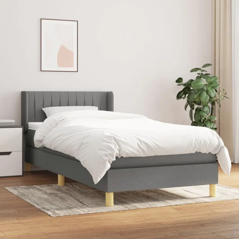 ΚΡΕΒΑΤΙ BOXSPRING ΜΕ ΣΤΡΩΜΑ ΣΚΟΥΡΟ ΓΚΡΙ 90X190 ΕΚ. ΥΦΑΣΜΑΤΙΝΟ 3130394