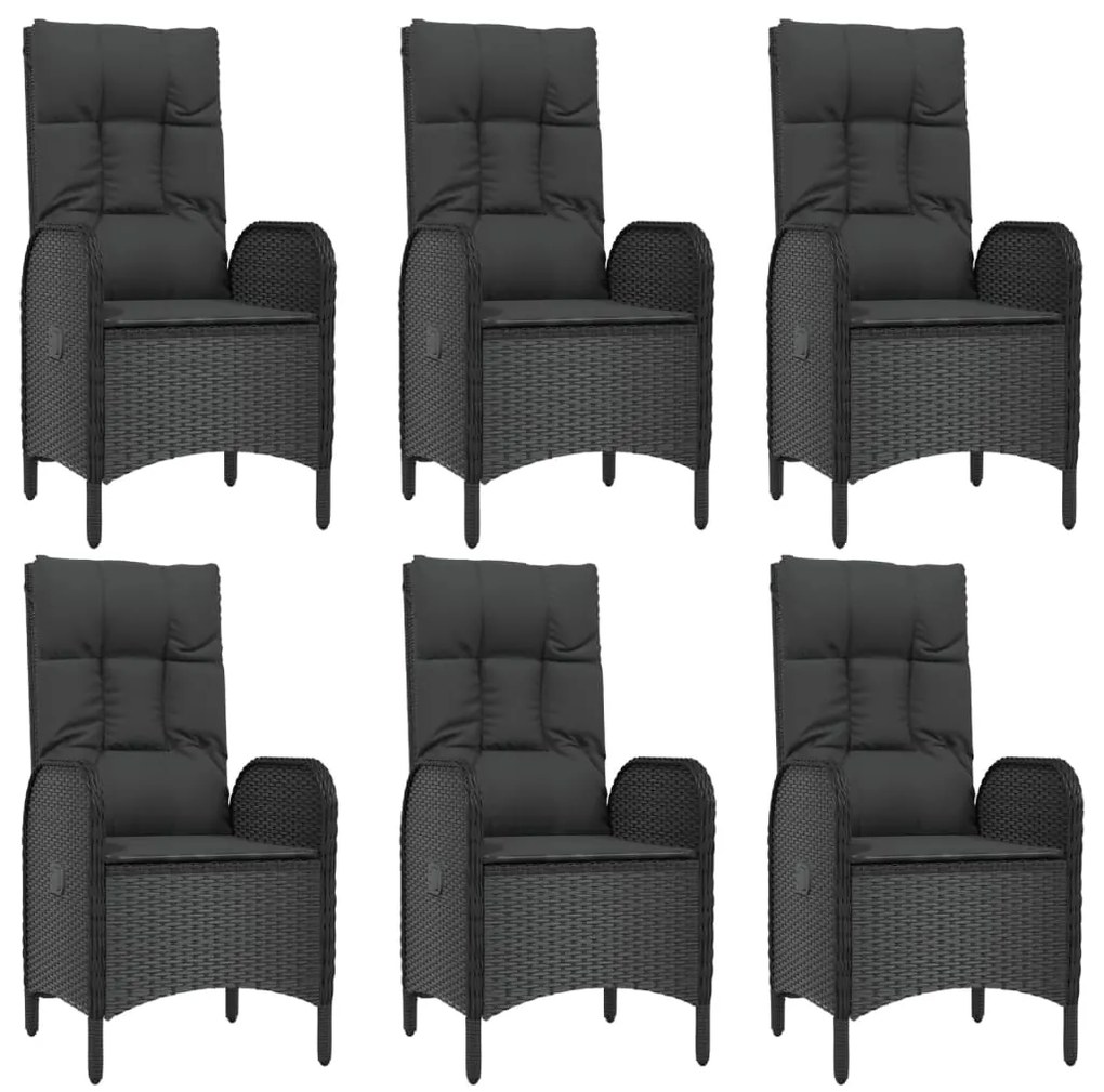 vidaXL Σετ Τραπεζαρίας Κήπου 9 τεμ Μαύρο από Συνθ. Ρατάν με Μαξιλάρια