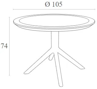 SKY TAUPE Φ105X74ΕΚ. ΤΡΑΠΕΖΙ ΠΟΛ/ΝΙΟΥ