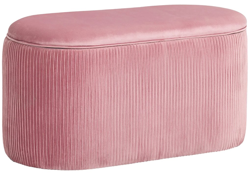 HOMCOM Πάγκος με αποθηκευτικό χώρο, επενδυμένος πάγκος, οθωμανικό, ρετρό σχεδιασμός, εμφάνιση βελούδου, 81 cm x 40 cm x 41 cm, απαλό ροζ