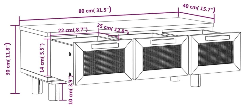 ΤΡΑΠΕΖΑΚΙ ΣΑΛΟΝΙΟΥ ΚΑΦΕ 80X40X30 ΕΚ. ΕΠΕΞ. ΞΥΛΟ &amp; ΜΑΣΙΦ ΠΕΥΚΟ 345620