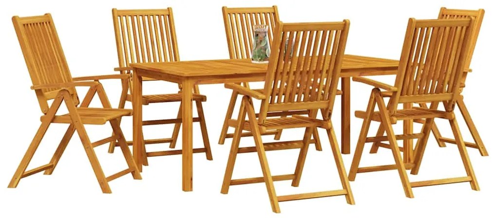 vidaXL Σέτ φαγητού για κήπο 7 pcs Καφέ Μασίφ ξύλο ακακίας