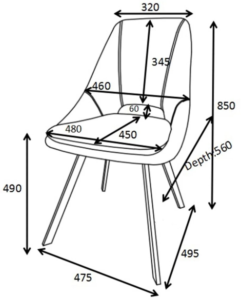 Καρέκλα Initiate γκρι μπουκλέ ύφασμα-πόδι μαύρο μέταλλο 48x57x85εκ 2αδα 48x57x85 εκ.