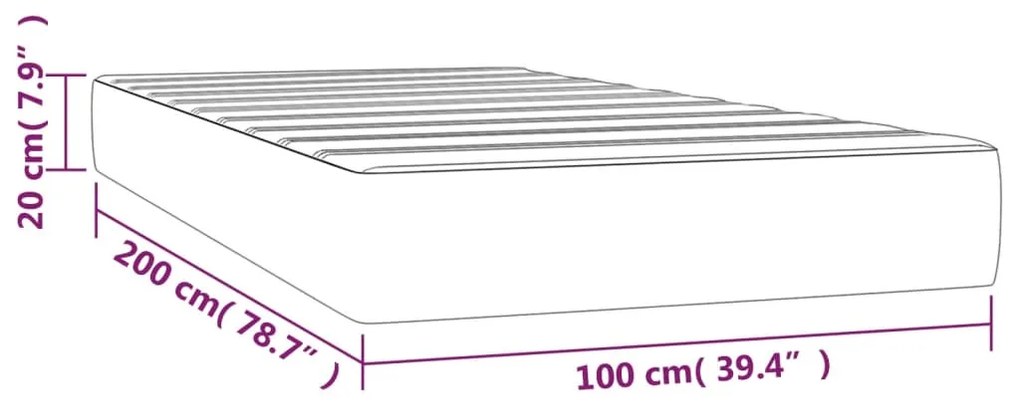 Στρώμα με Pocket Springs Σκούρο Γκρι 100x200x20 εκ. Υφασμάτινο - Γκρι