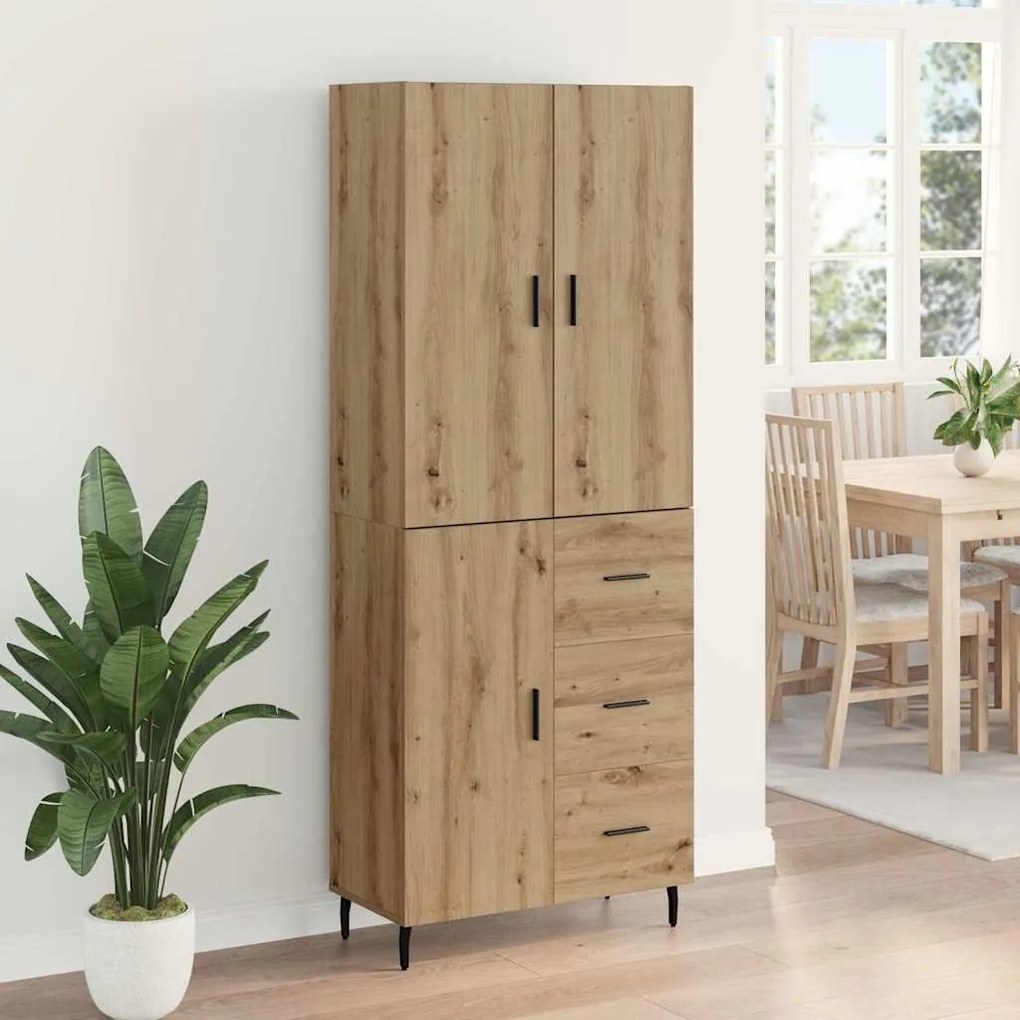 vidaXL Highboard με συρτάρι 2 pcs Artisan Oak Σύνθετο Ξύλο και Γυαλί