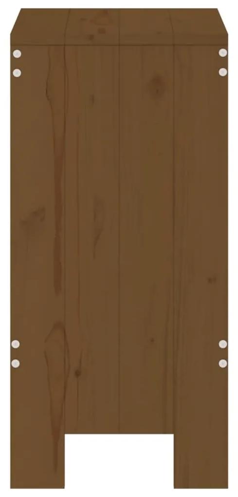 Σκαμπό Μπαρ 2 τεμ. Μελί 40x36x75 εκ. από Μασίφ Ξύλο Πεύκου - Καφέ