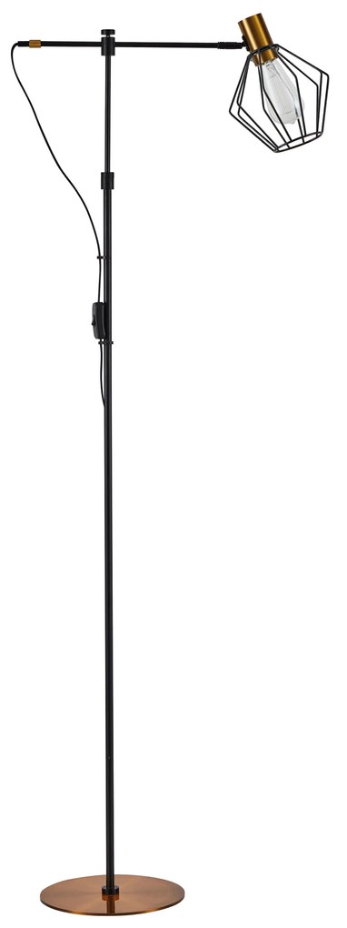 SE21-GM-39-GR1 ADEPT FLOOR LAMP Gold Matt and Black Metal Floor Lamp Black Metal Grid+
