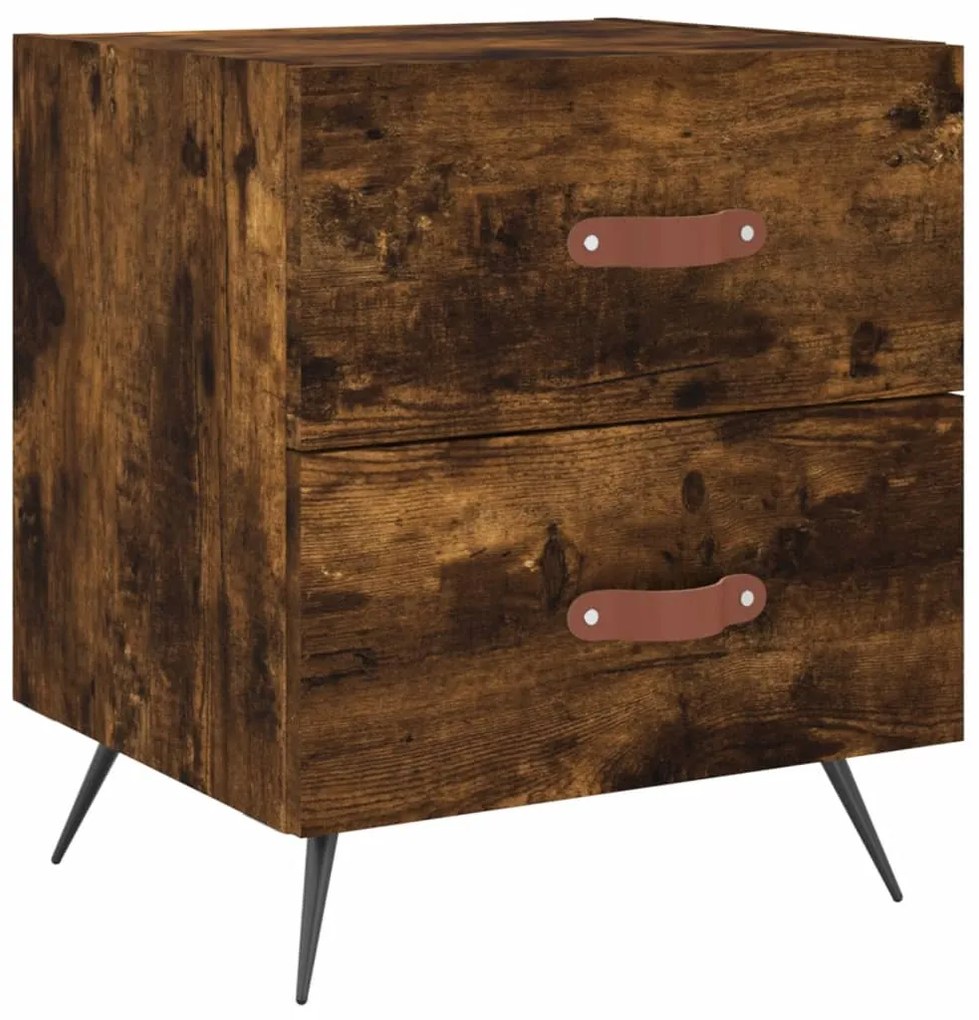vidaXL Κομοδίνο Καπνιστή Δρυς 40 x 35 x 47,5 εκ. από Επεξεργ. Ξύλο