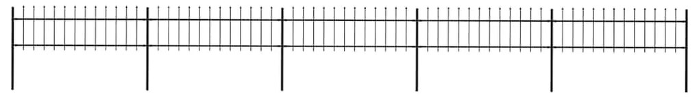 Φράχτης Κήπου με Κορυφή Δόρυ από Ατσάλι 892,5x60 εκ. Μαύρος