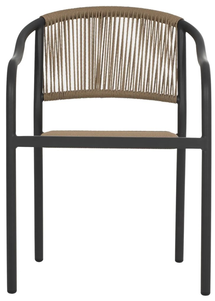 Καρέκλα - Πολυθρόνα C5856.02 Ανθρακί Αλουμινίου με Μπέζ Wicker Σχοινί 57x63x80 εκ. 57x63x80 εκ.